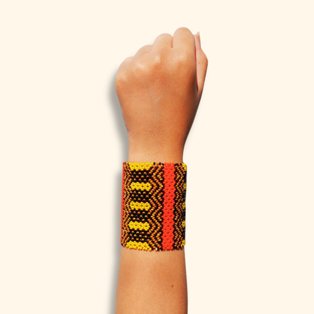 Pulseira de Miçangas Arte Indígena Elástica |Waura| 1377