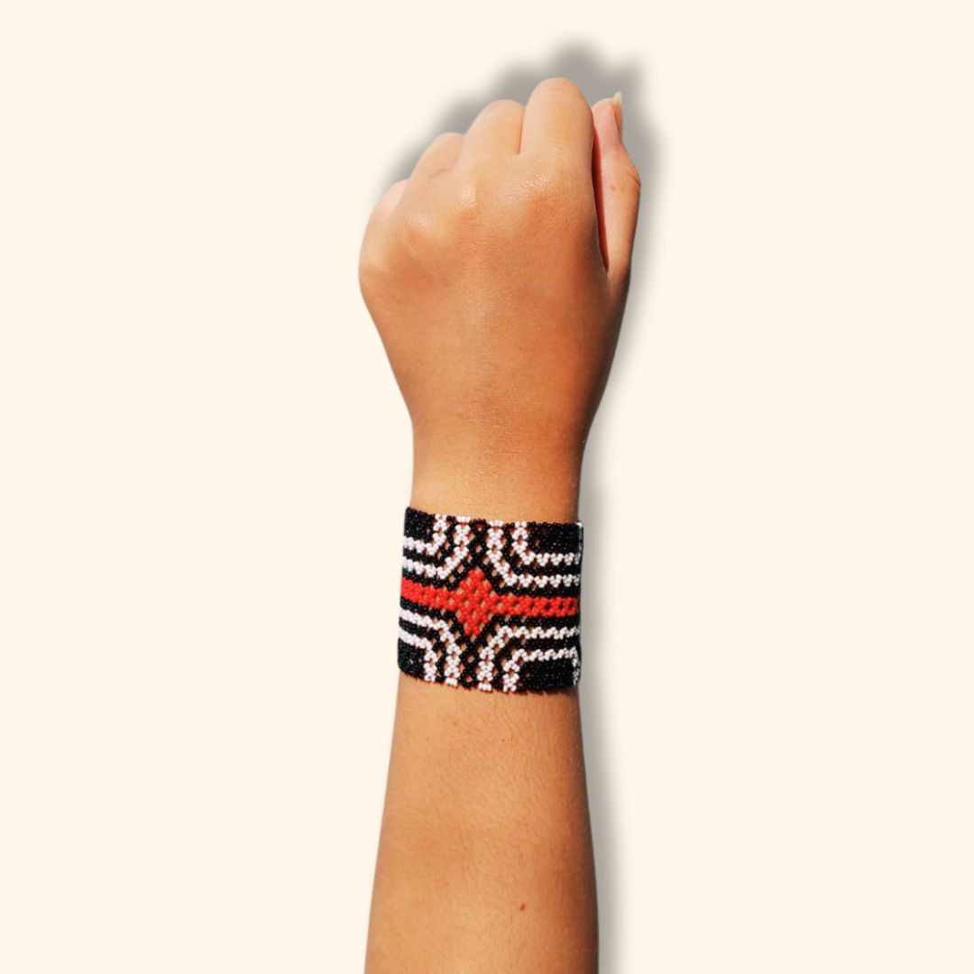 Pulseira de Miçangas Arte Indígena Elástica |Waura| 1229