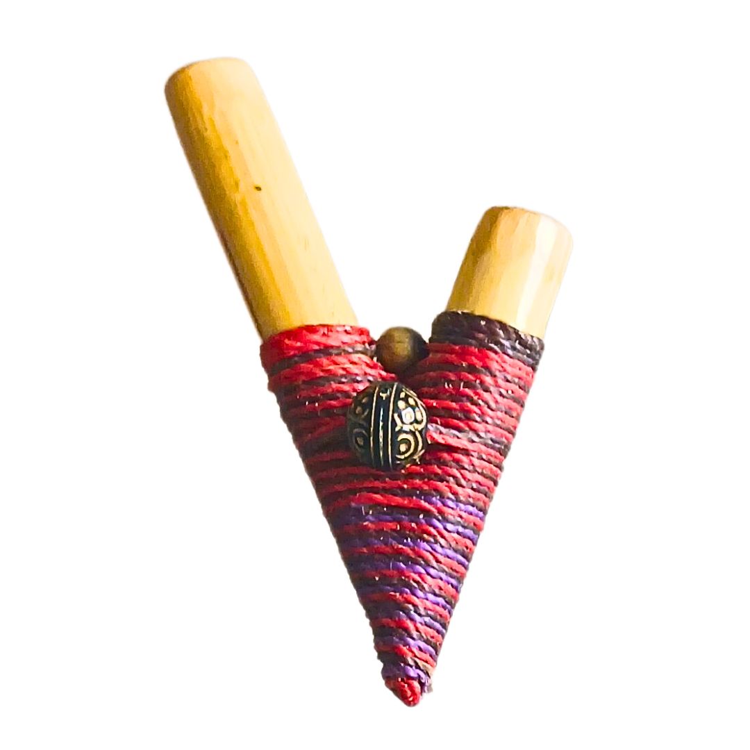 Kuripe Linha Waxed Vermelho e  Preto com Miçangas - Bambu - SKU130743