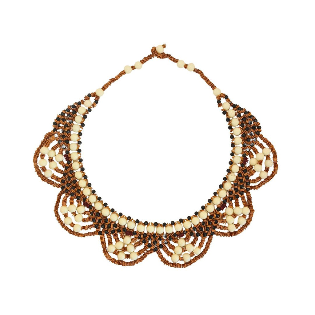 Colar de sementes - Arte Indigena - Fulnio -  Branco- 04392