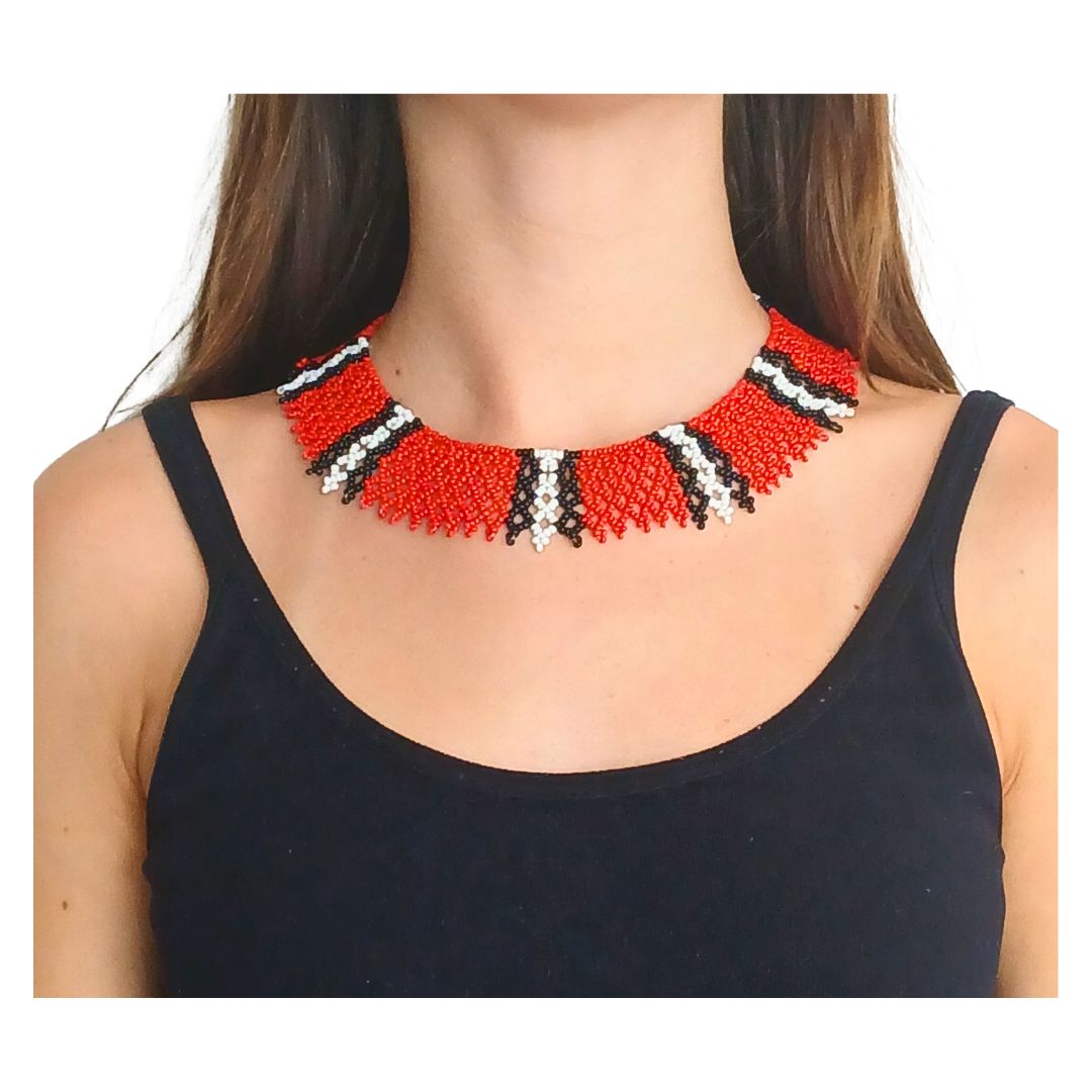 Colar de Miçangas Arte Indigena  Rainha |Waura| 1429