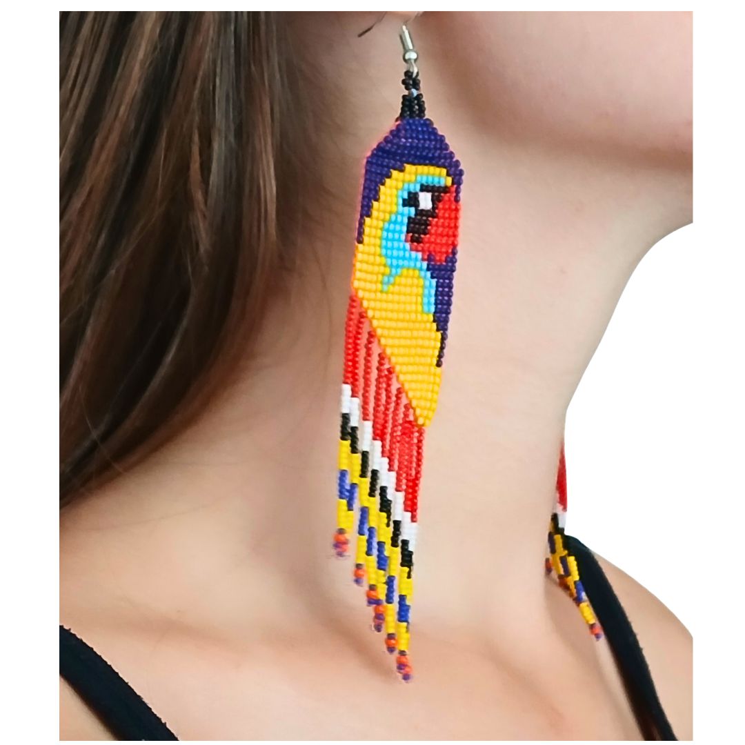 Brincos de Miçangas Arara Arte Indígina | Canela | 132102