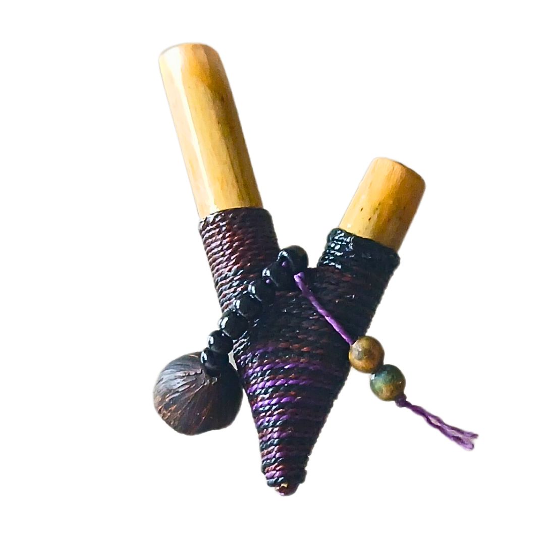 Kuripe de Bambu Linha Roxo e Preto com Miçangas | 741