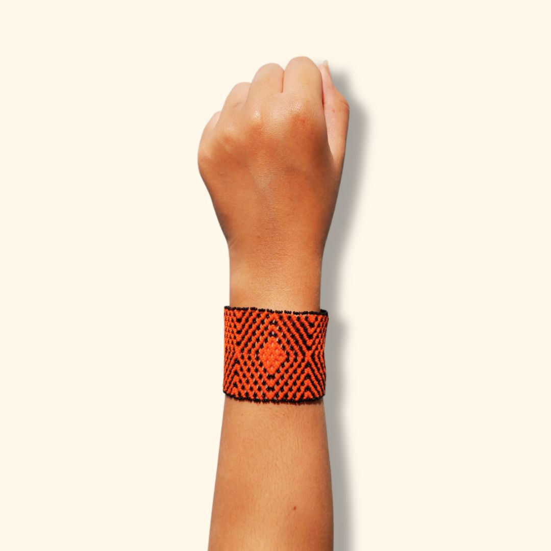 Pulseira de Miçangas Arte Indígena Elástica |Waura| 1213