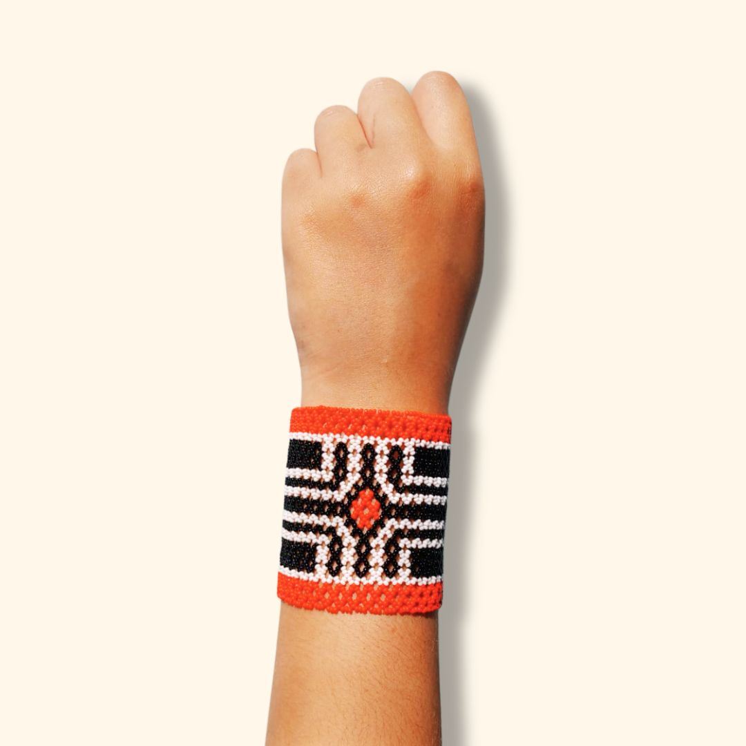 Pulseira de Miçangas Arte Indígena Elástica |Waura| 1385