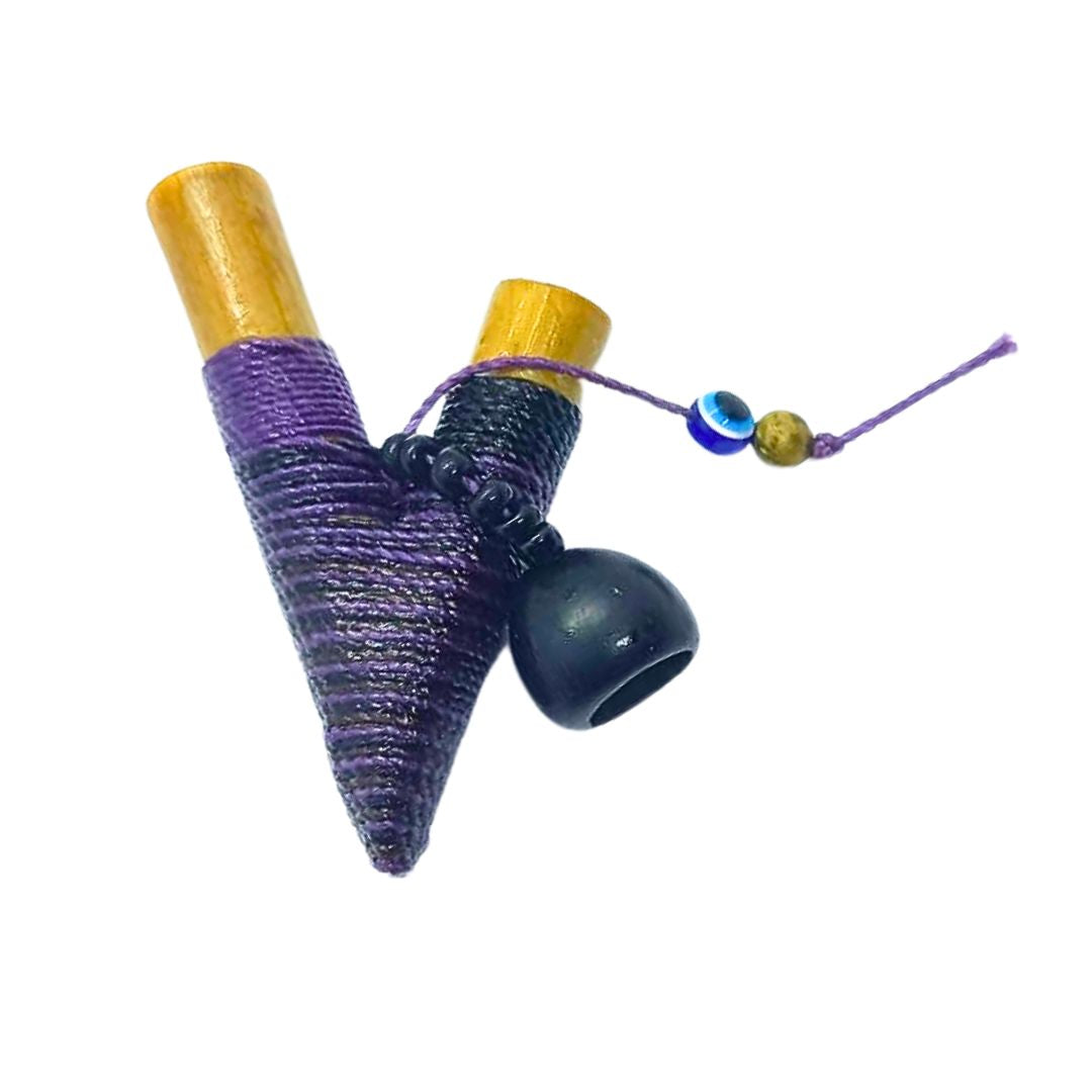 Kuripe de Bambu Linha Roxo e Preto com Miçangas | 741