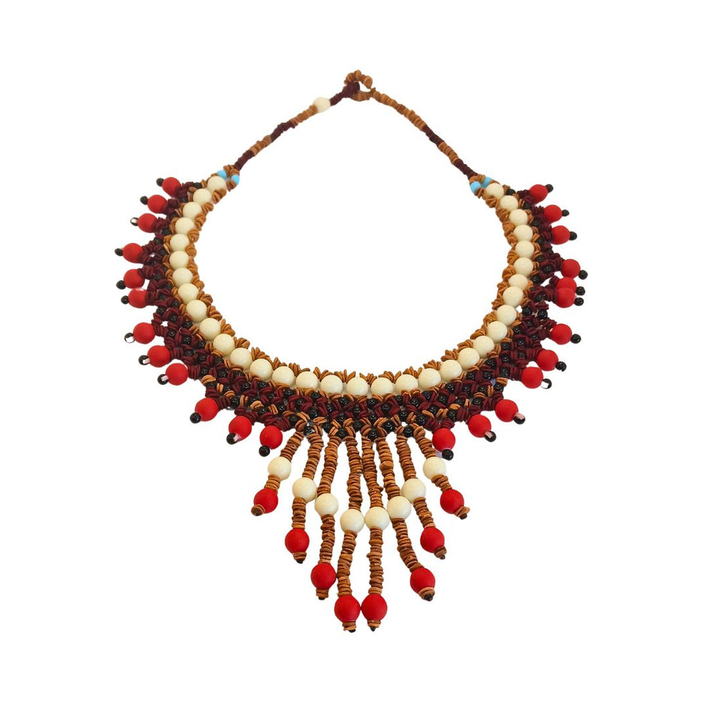 Colar de sementes - Arte Indigena - Fulnio - vermelho - 0439