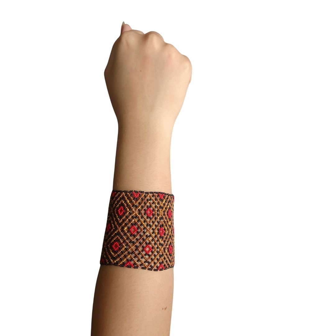 Pulseira De Miçangas Arte Indígena Elástica |waura| 1231
