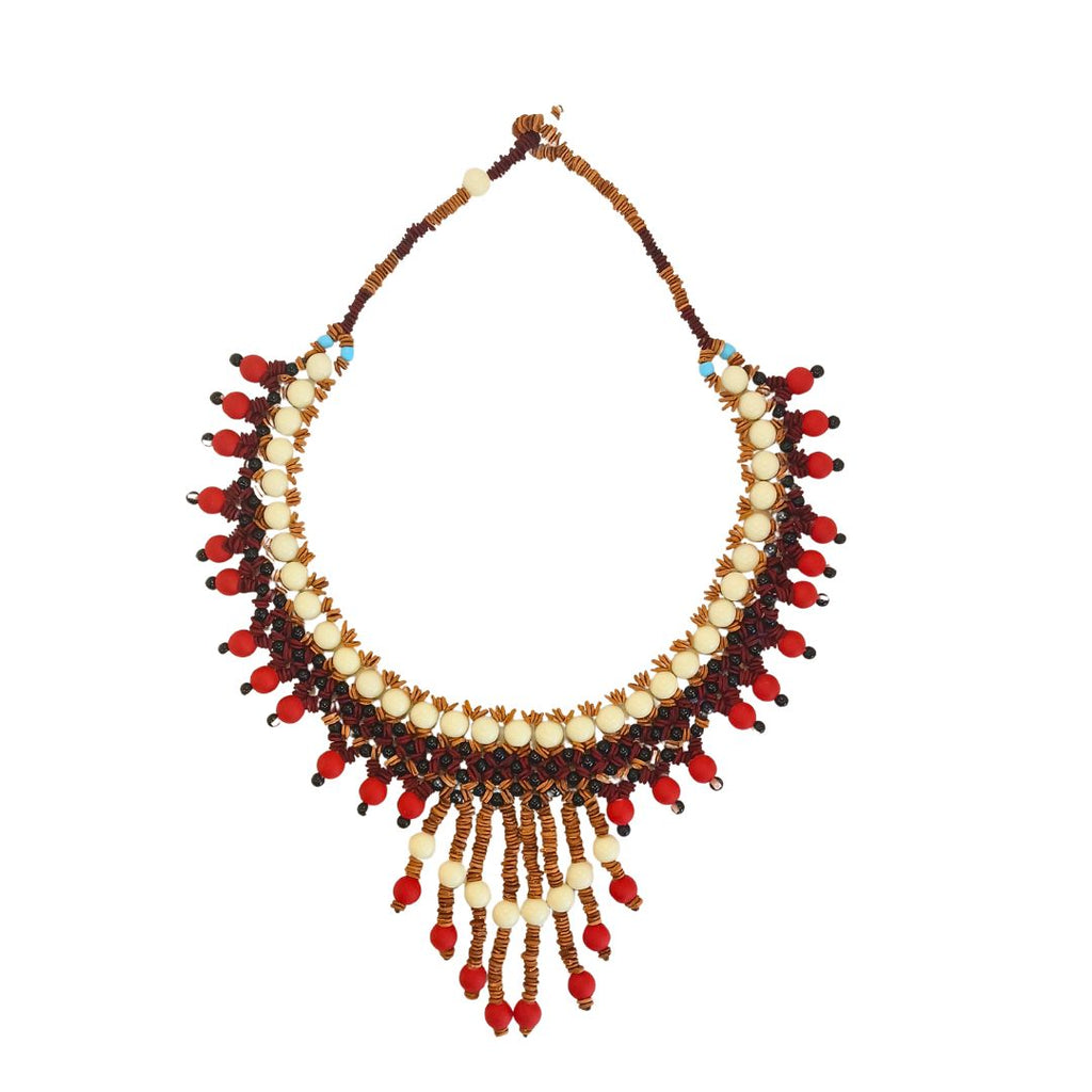 Colar de sementes - Arte Indigena - Fulnio - vermelho - 0439