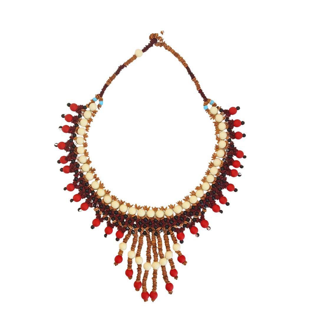 Colar de sementes - Arte Indigena - Fulnio - vermelho - 0439