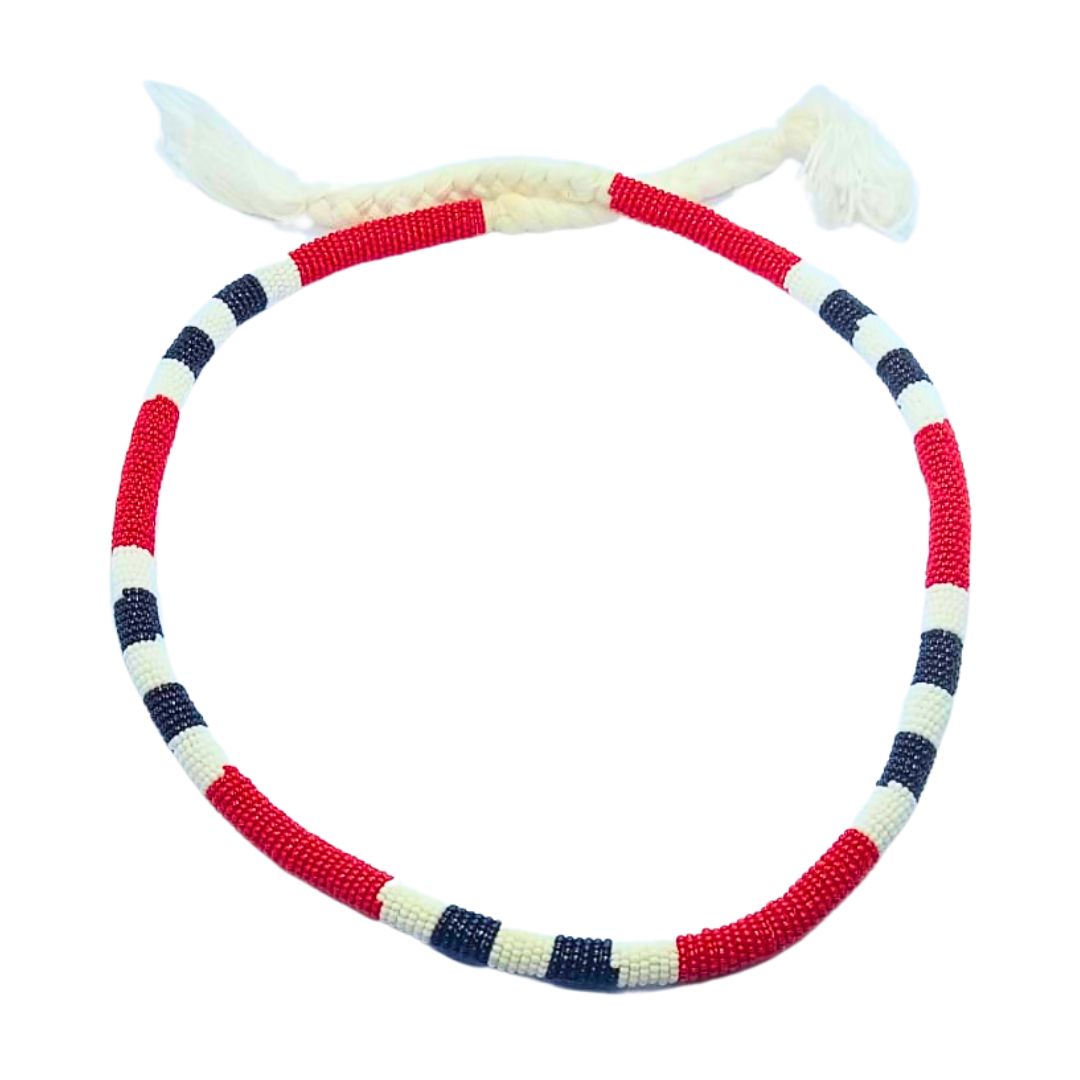 Colar de Miçangas Arte Indígena Coral | Kaxinawa | 1073