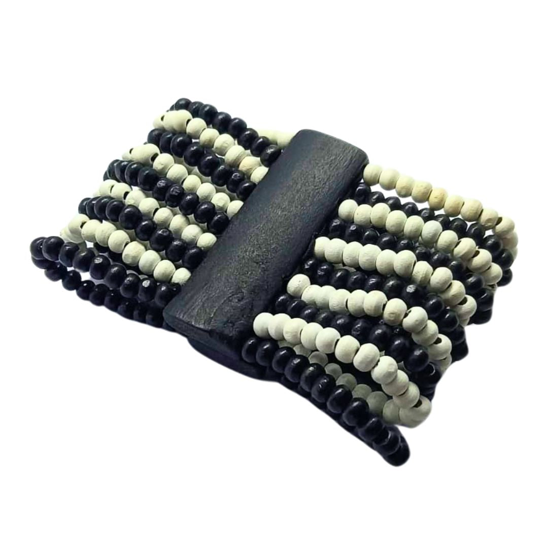 Pulseira Miçangas de Madeira - Arte Indígena Cod.130945