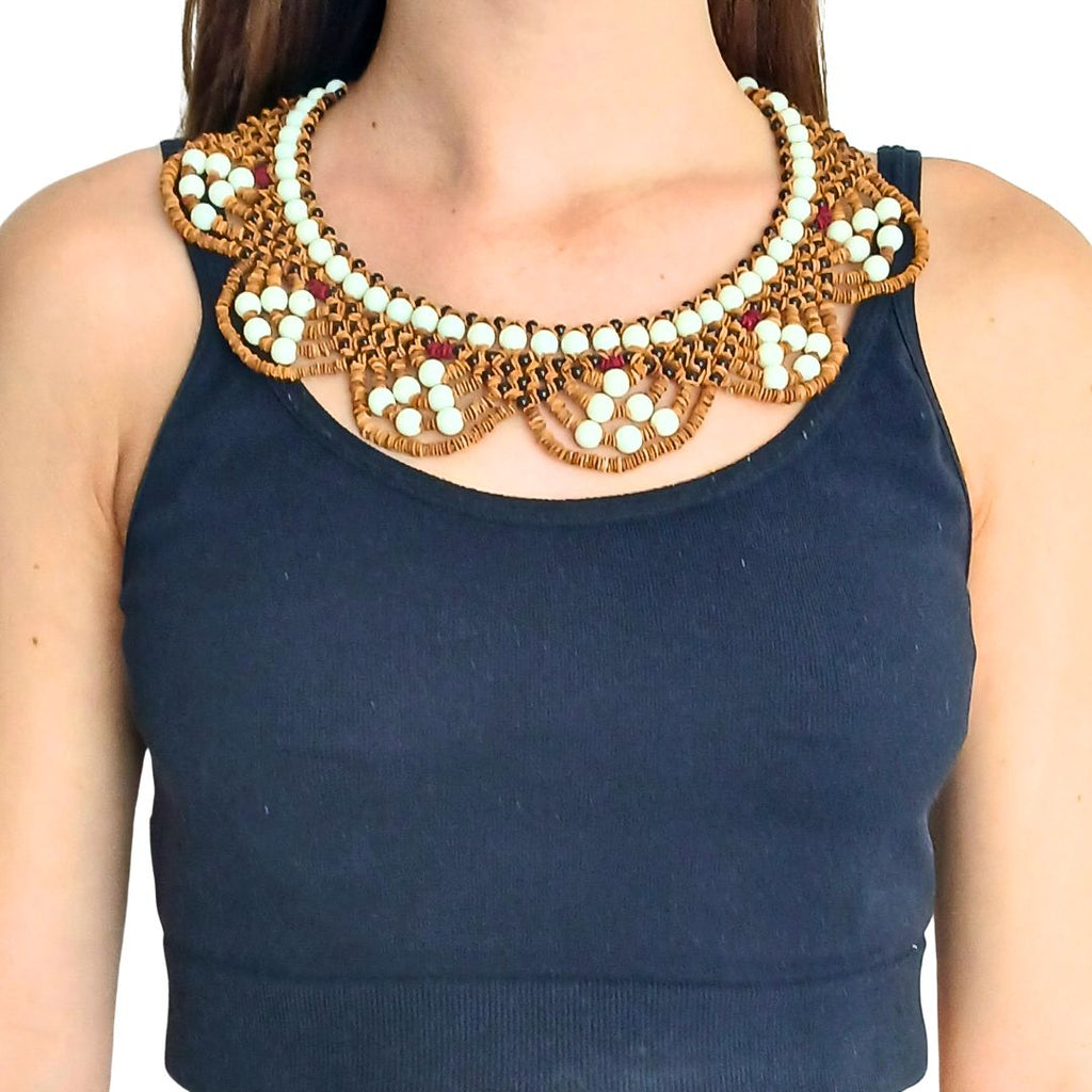 Colar de sementes - Arte Indigena - Fulnio -  Branco- 04392