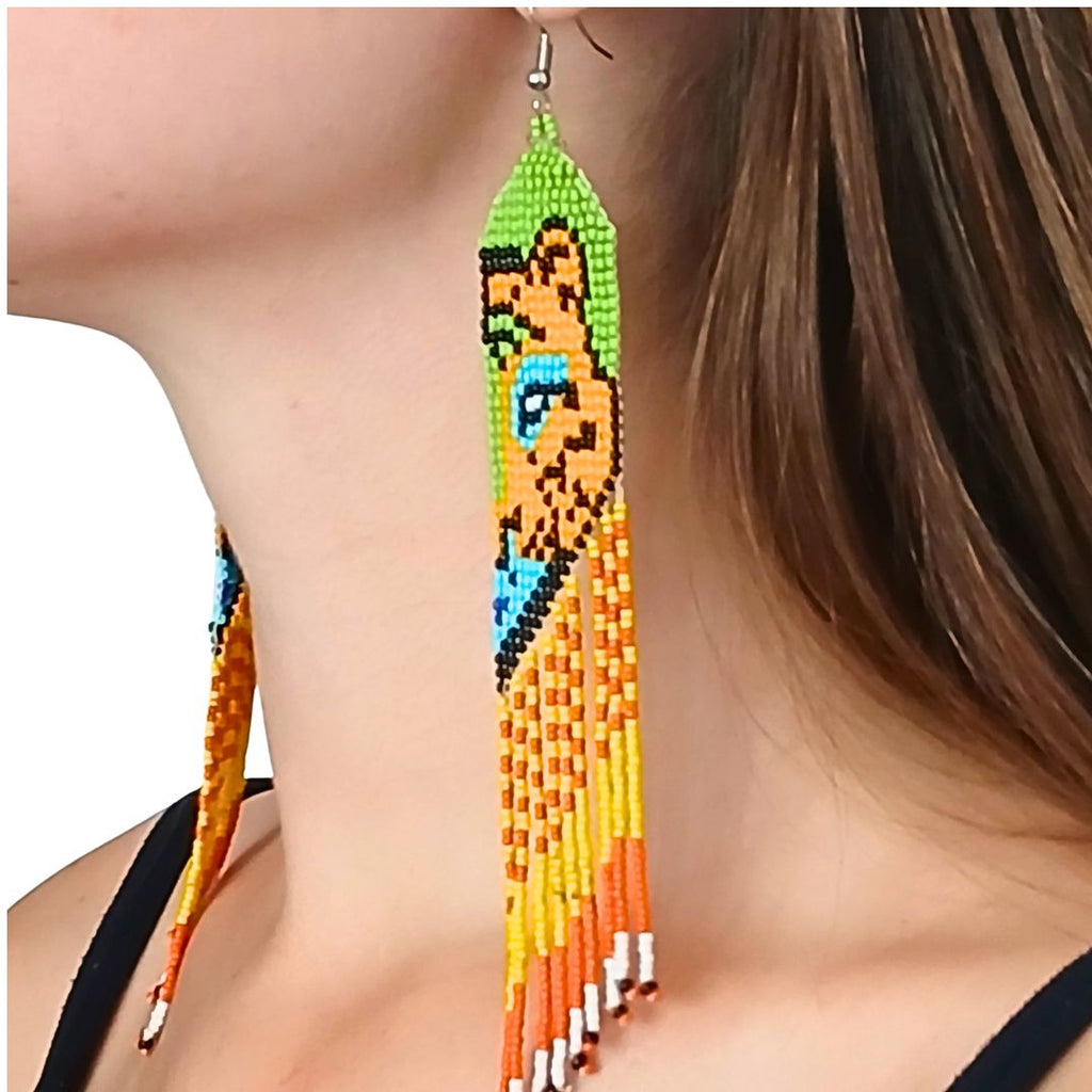 Brincos de Miçangas Onça Arte Indígina | Canela | 132106